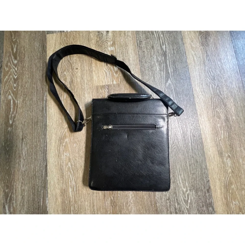 Montblanc Messenger Bag‎ Mens Medium Black Leather Combination Lock Crossbody
